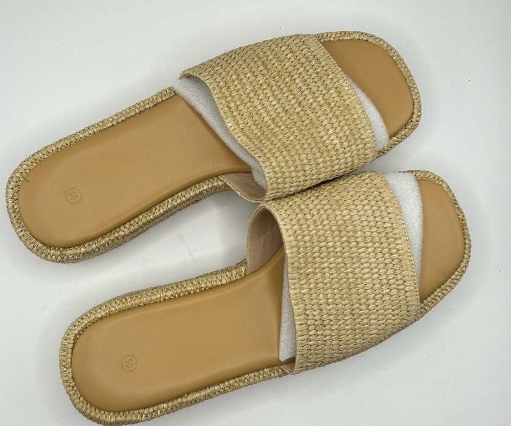 Woven Raffia Platform Slide Sandals Size 10 - Picture 5 of 5